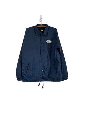 Vans Mens Navy Blue Logo Windbreaker Waterproof Casual Jacket Size Medium